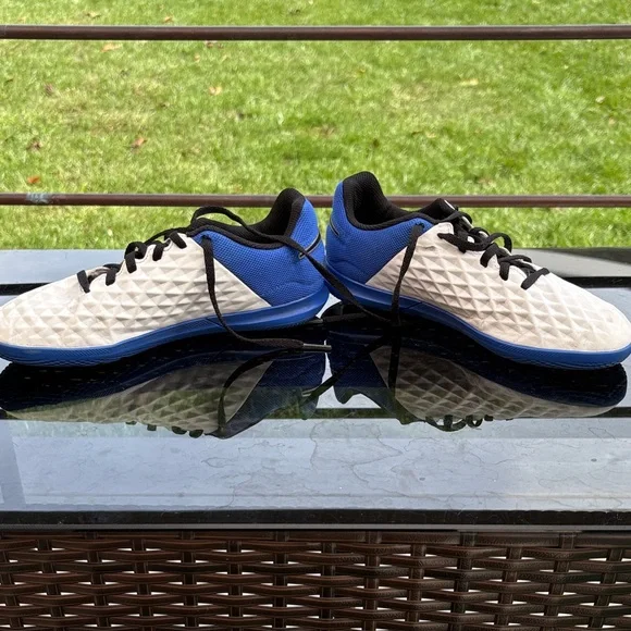 Nike Blue and White Indoor Soccer Shoes - Picture 5 of 8